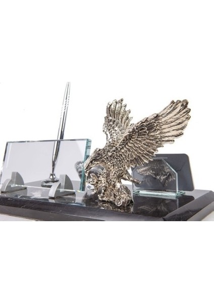 İsme Özel Kabartma Alanlı Uçan Kartal Figürlü Siyah Mermer Masasütü İsimlik modelleri
