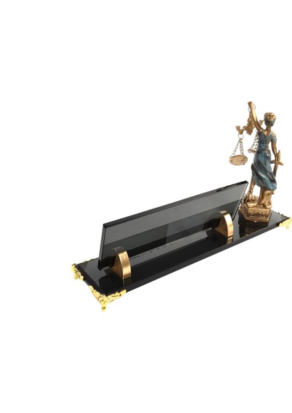 İsme Özel Kabartma Kristal Avukatlar İçin Themis Adalet Biblolu Füme Masasütü İsimlik modelleri