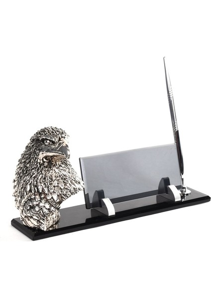 İsme Özel Kabartma Kristal Şeffaf Masasütü İsimlik İsme Özel Kartal Büst