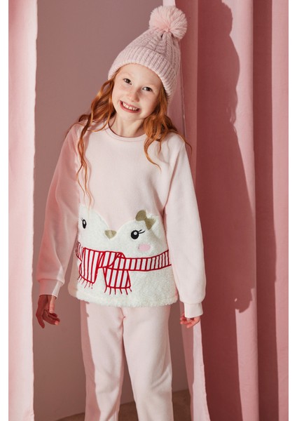 Pembe Kız Çocuk Penguin 2li Pijama Takımı