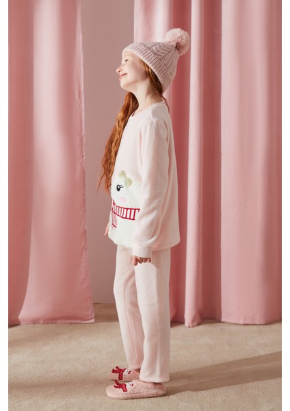 Pembe Kız Çocuk Penguin 2li Pijama Takımı