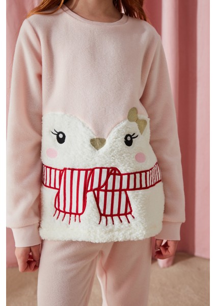 Pembe Kız Çocuk Penguin 2li Pijama Takımı