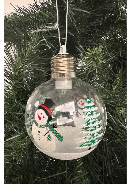 Yılbaşı Ağaç Noel Desenli Işıklı Ampul Süs