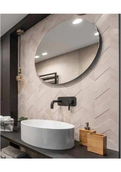 Elips Işıklı Banyo Makyaj Konsol Ledli Ayna 80 x 60 Yan Elips