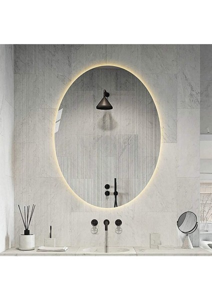 Elips Işıklı Banyo Makyaj Konsol Ledli Ayna 80 x 60 Yan Elips modelleri