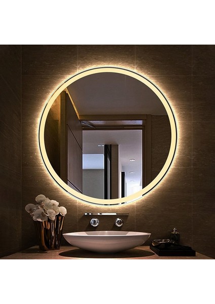 Banyo,lavabo Aynası Dokunmatik Ledli Yuvarlak 80 cm Çapında 4 mm Flotal Ayna