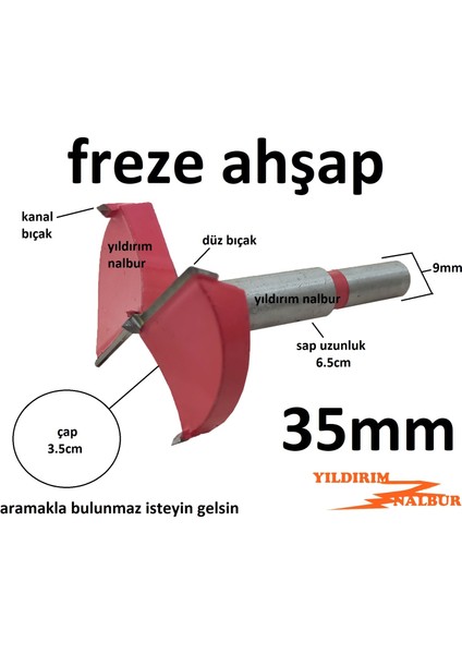 35 mm Freze Mobilya Menteşe Yuva Açma Freze Bıçak Samet