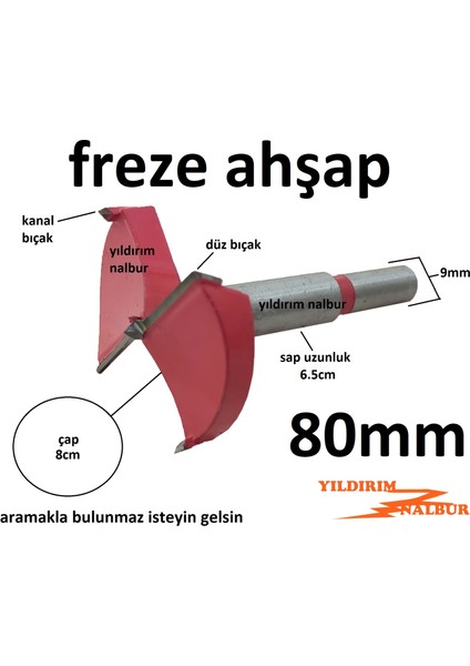 80 mm Freze Mobilya Menteşe Yuva Açma Ahşap Freze Torna Freze Aparatı 80