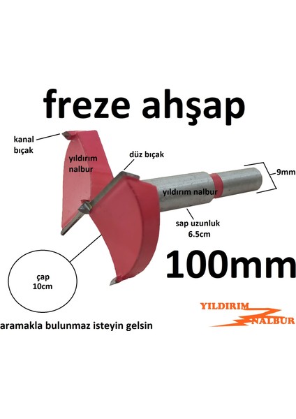 100 mm Freze Mobilya Menteşe Yuva Açma Ahşap Freze Torna Freze Kocaman Oyma Bıçağı