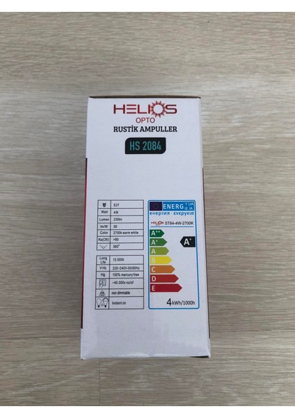 4 Watt Rustik Ampul Armut Hs 2084 Sarı