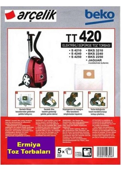 Arçelik S 4240 C Elektrikli Süpürge Kağıt Toz Torbası 25 Adet