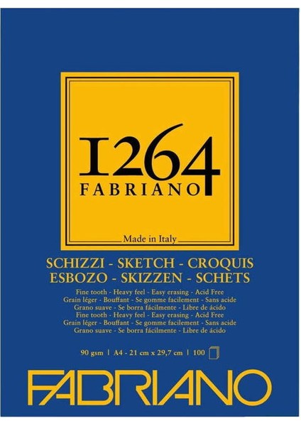 1264 Sketch Paper Eskiz Çizim Defteri 90 Gr. A4 100 Yp.