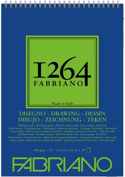 1264 Drawing Paper Üstten Spiralli Eskiz Çizim Defteri 180 Gr. A5 30 Yp.