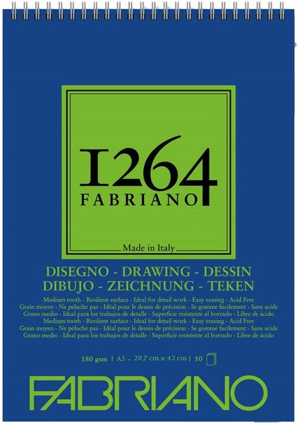 1264 Drawing Paper Üstten Spiralli Eskiz Çizim Defteri 180 Gr. A3 50 Yp.