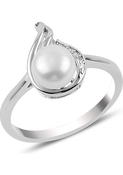 Gümüş Damla Modeli Incili Yüzük SGTL10104