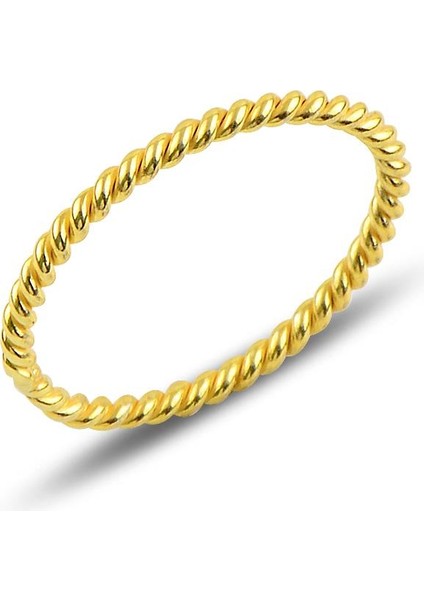 Gümüş Altın Renkli Ince Yüzük