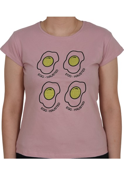 ASM0127 Bayan Pudra Yumurta Egg Baskılı T-Shirt