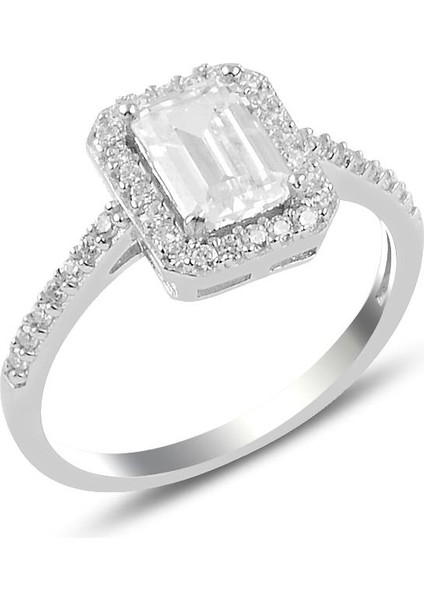 925 Ayar Rodyum Kaplama Baget Taşlı Gümüş Yüzük – Zarif ve Şık Tasarım, Özel Günler İçin