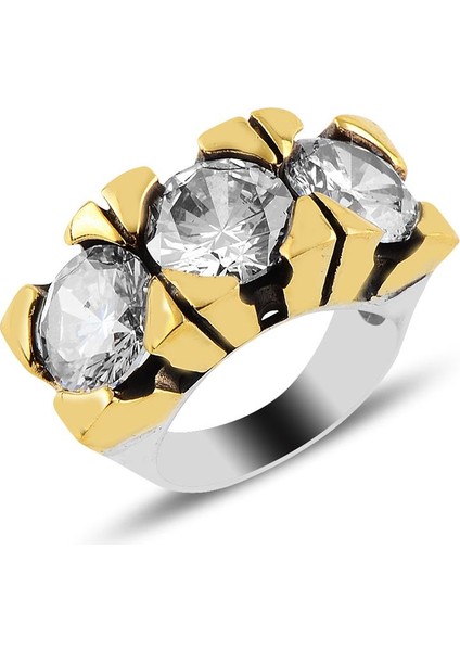 Gümüş Zirkon Taşlı Otantik Gümüş Yüzük