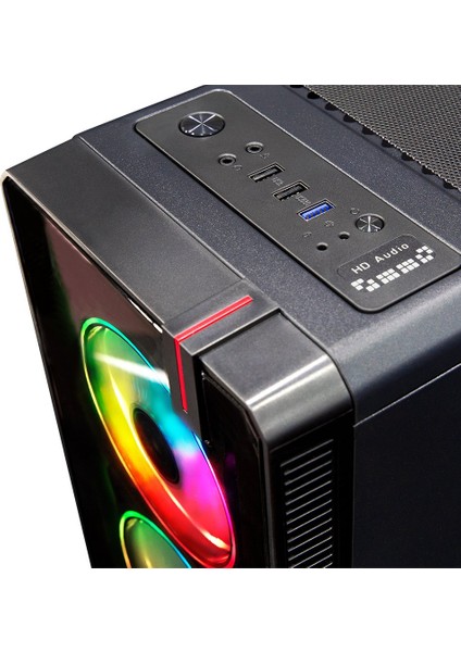 Halo 7plus 4x RGB Ring Fan USB 3.0 600W 80+ Plus ATX Bilgisayar Kasası
