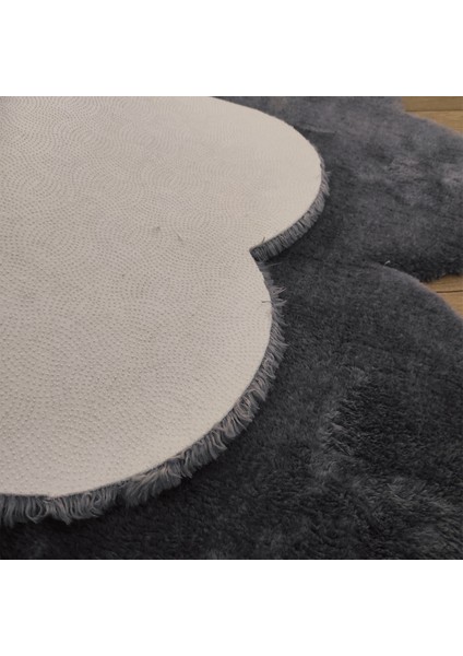 Antrasit Yonca Peluş Halı Dekoratif Oda Halısı Kaymaz Taban Pofuduk fırsatları