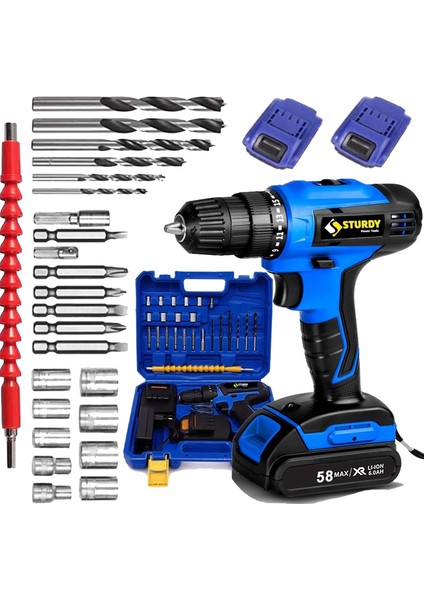 Japon Professionel Tools 58V 8AH Pr-W Metal Şanzıman Şarjlı Çift Akülü Vidalama 27 Prç Uç Setli̇