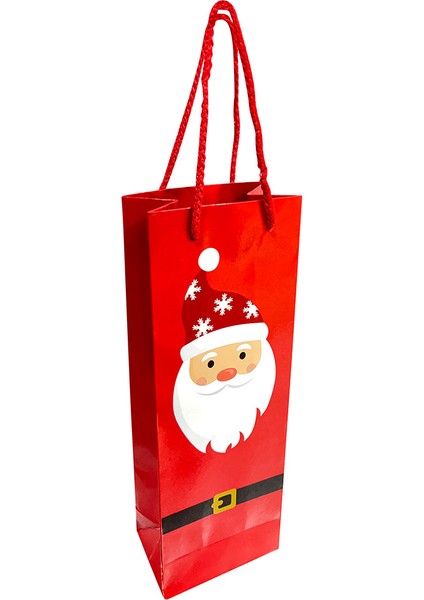 Yılbaşı Noel Baba Desenli Hediyelik Şişe Çanta 2'li