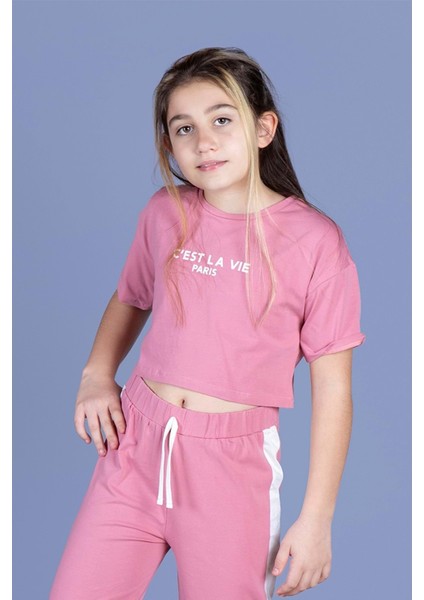 Toontoy Kız Çocuk Crop Model Tişört