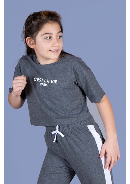 Toontoy Kız Çocuk Crop Model Tişört