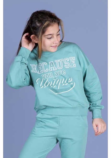 Toontoy Kız Çocuk Baskılı Düşük Kol Sweatshirt