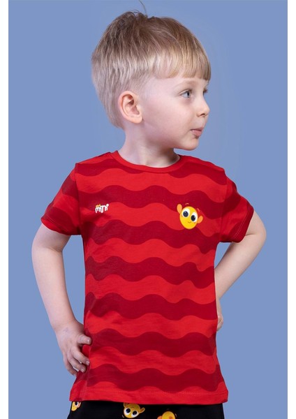 Toontoy Erkek Çocuk Dalga Desenli Tişört