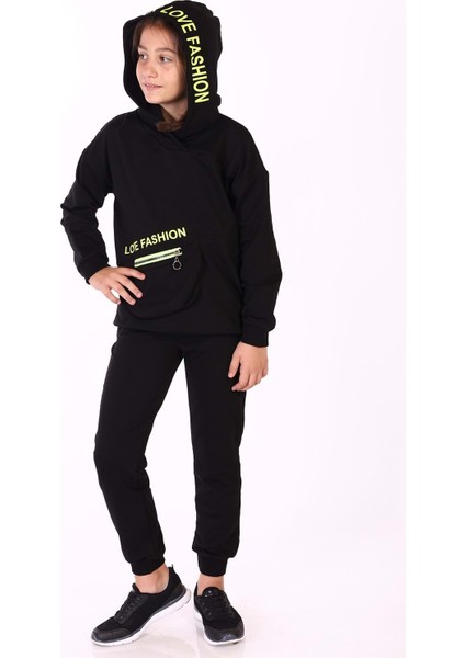 Toontoy Kız Çocuk Cep Detaylı Baskılı Eşofman Takımı