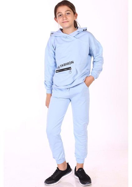 Toontoy Kız Çocuk Cep Detaylı Baskılı Eşofman Takımı