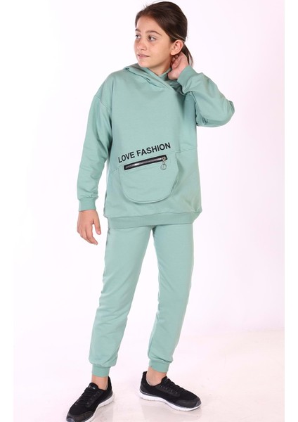 Toontoy Kız Çocuk Cep Detaylı Baskılı Eşofman Takımı