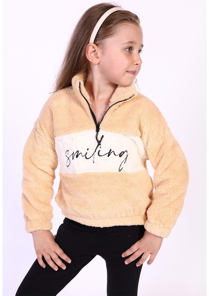 Toontoy Kız Çocuk Nakışlı Peluş Sweatshirt