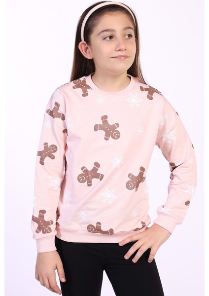 Toontoy Kız Çocuk Kar Taneli Kurabiye Baskılı Sweatshirt