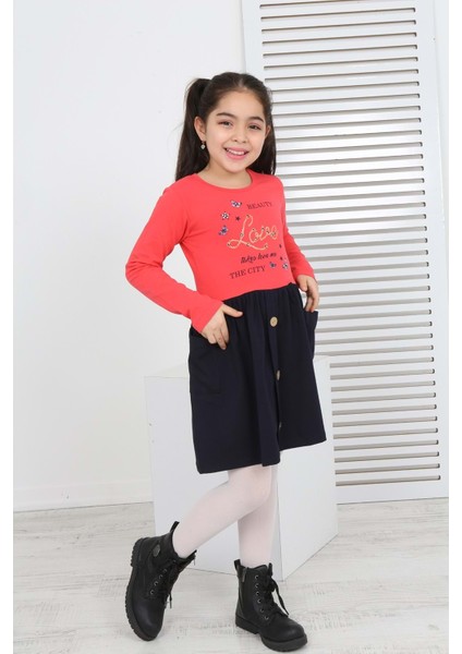 Toontoy Kız Çocuk Beauty Love Baskılı Elbise