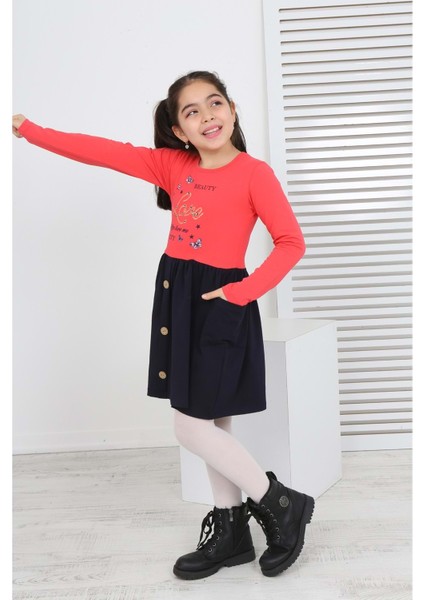 Toontoy Kız Çocuk Beauty Love Baskılı Elbise modelleri