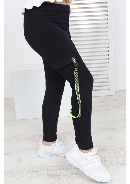 Toontoy Kız Çocuk Tek Yanı Cepli Tayt