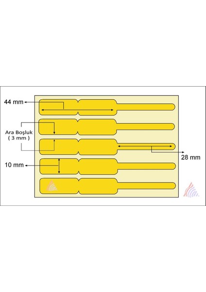 Kuyumcu Etiketi Renkli Çizgili (Ithal)10 x 72 1250 Sarım Sarı