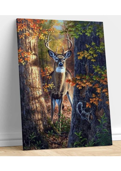 Geyik Resimli Kanvas Tablo