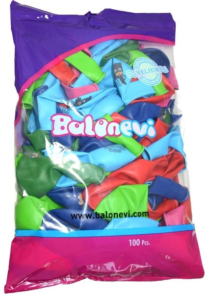 Balonevi, Pj Masks, Baskılı Pastel Balon 100'LÜ Paket