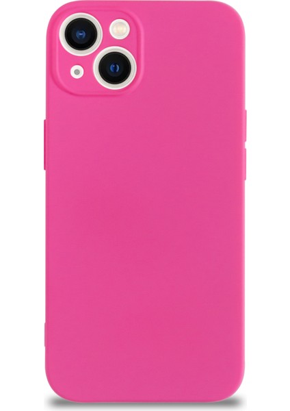 Caseworld Apple iPhone 13 Kapak Kamera Korumalı Içi Kadife Lansman Silikon Kılıf - Neon Pembe Pembe