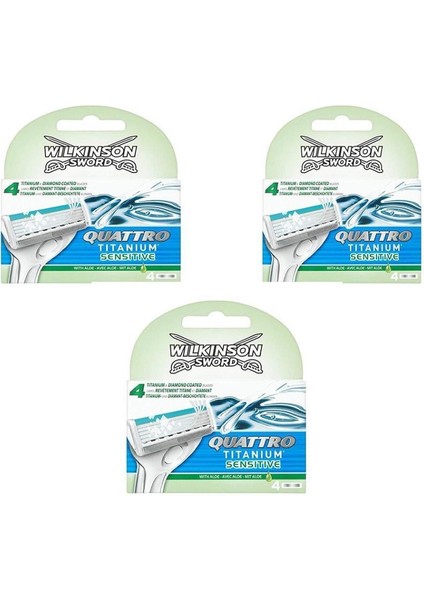 Wilkinson Sword Quattro Titanium Sensıtıve 4 Yedek Kartuş 3 Paket