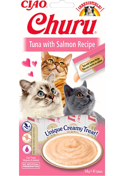 Churu Cream Ton Balıklı ve Somonlu Kedi Ödülü 4 x 14 Gr