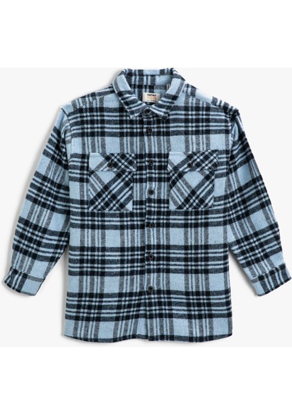 Erkek Çocuk Ekose Oduncu Gömlek Uzun Kollu Çift Cepli