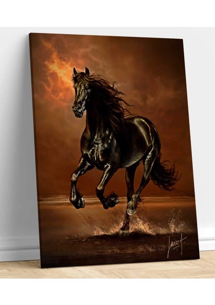 At Resimli Kanvas Tablo