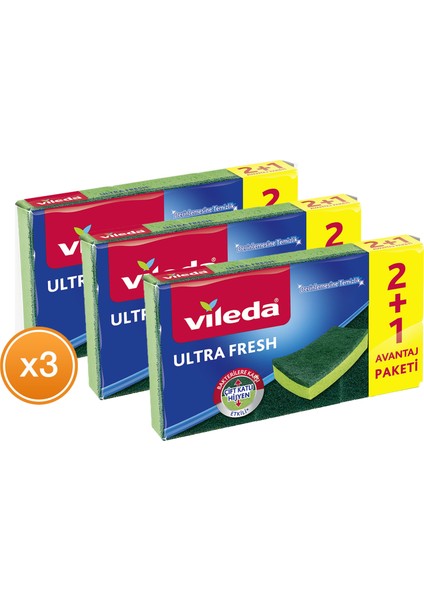 Ultra Fresh Bulaşık Süngeri 3'lü x 2+1