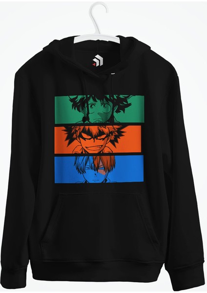 Karikatür Store Boku No Hero Monster Trio Anime Baskılı Kapşonlu Sweatshirt