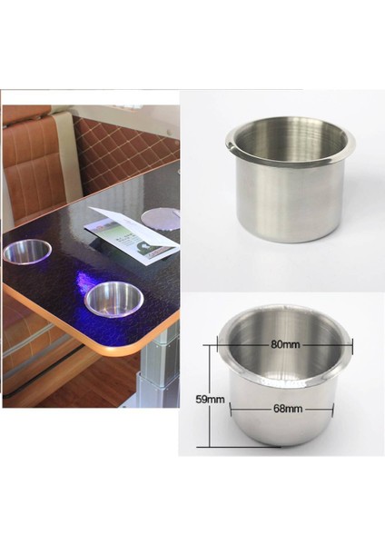 Tekne Rv Kupası Içecek Tutucu Paslanmaz Çelik Kupası Şişe Raf Gömme Kamp Araçları 68X55MM (Yurt Dışından)